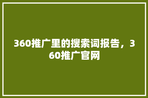 360推广里的搜索词报告，360推广官网