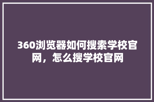 360浏览器如何搜索学校官网，怎么搜学校官网 网站建设公司