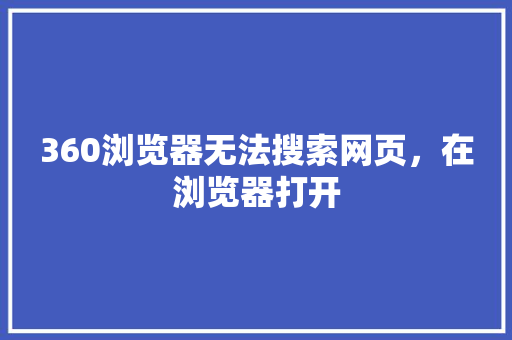 360浏览器无法搜索网页，在浏览器打开 神马SEO