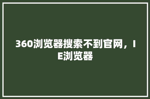 360浏览器搜索不到官网，IE浏览器
