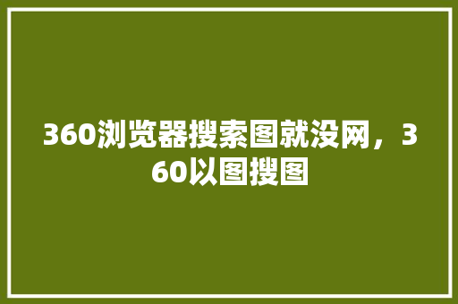 360浏览器搜索图就没网，360以图搜图 SEO关键词