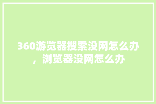 360游览器搜索没网怎么办，浏览器没网怎么办