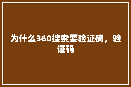 为什么360搜索要验证码，验证码