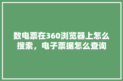 数电票在360浏览器上怎么搜索，电子票据怎么查询 神马SEO