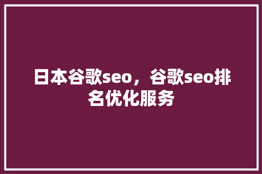 日本谷歌seo，谷歌seo排名优化服务 网站建设公司