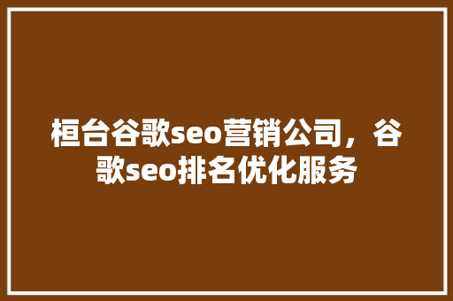 桓台谷歌seo营销公司，谷歌seo排名优化服务 网站建设公司