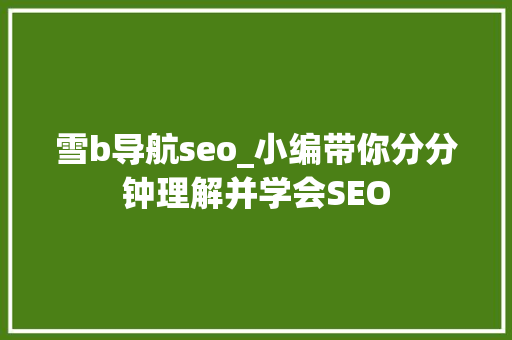 雪b导航seo_小编带你分分钟理解并学会SEO 雪b导航seo_小编带你分分钟理解并学会SEO 百度SEO