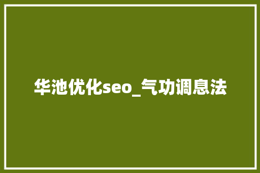 华池优化seo_气功调息法 华池优化seo_气功调息法 百度SEO