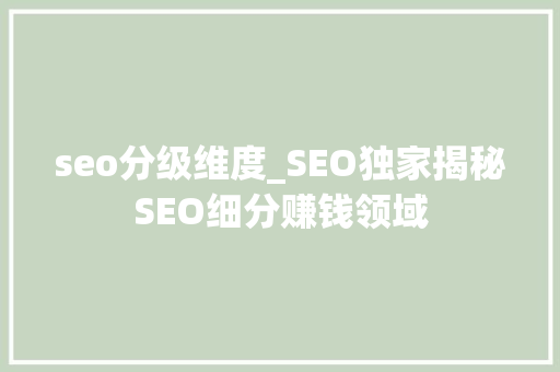 seo分级维度_SEO独家揭秘SEO细分赚钱领域 seo分级维度_SEO独家揭秘SEO细分赚钱领域 SEO关键词