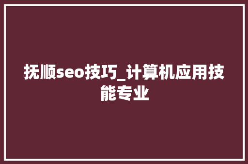 抚顺seo技巧_计算机应用技能专业 抚顺seo技巧_计算机应用技能专业 百度SEO