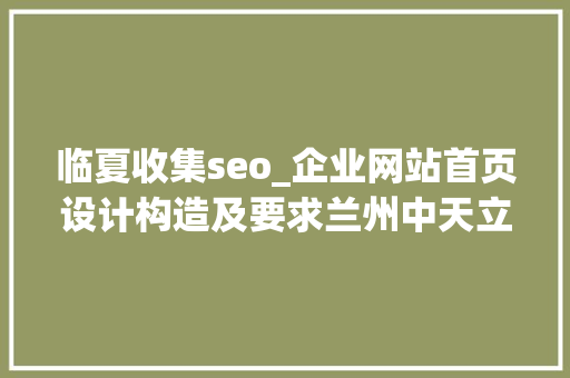 临夏收集seo_企业网站首页设计构造及要求兰州中天立 临夏收集seo_企业网站首页设计构造及要求兰州中天立 搜狗SEO