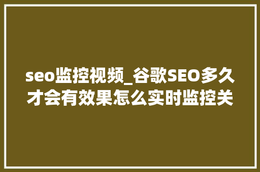 seo监控视频_谷歌SEO多久才会有效果怎么实时监控关键词及网页排名 seo监控视频_谷歌SEO多久才会有效果怎么实时监控关键词及网页排名 百度SEO