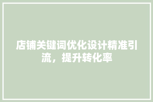 店铺关键词优化设计精准引流，提升转化率 必应SEO