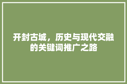 开封古城，历史与现代交融的关键词推广之路 网站建设公司