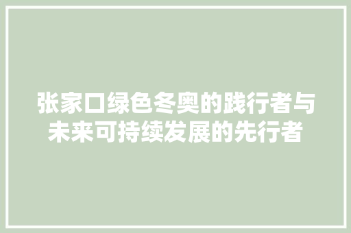 张家口绿色冬奥的践行者与未来可持续发展的先行者 网站建设公司
