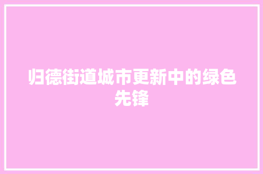 归德街道城市更新中的绿色先锋 必应SEO