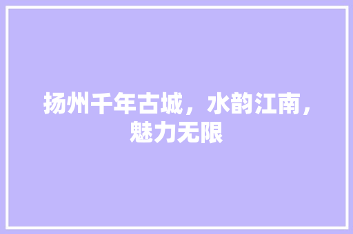 扬州千年古城，水韵江南，魅力无限 百度SEO