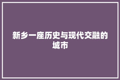 新乡一座历史与现代交融的城市 网站建设公司