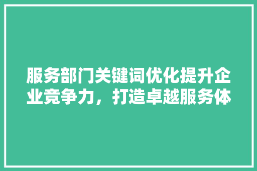 服务部门关键词优化提升企业竞争力，打造卓越服务体验 网站建设公司