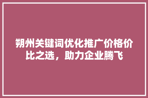 朔州关键词优化推广价格价比之选，助力企业腾飞 神马SEO