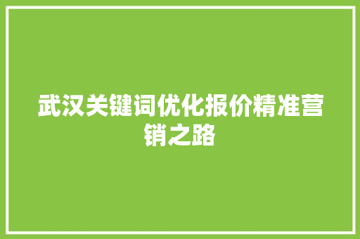 武汉关键词优化报价精准营销之路 搜狗SEO