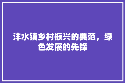 沣水镇乡村振兴的典范，绿色发展的先锋 神马SEO