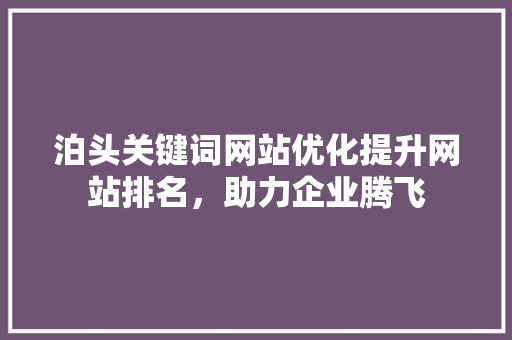 泊头关键词网站优化提升网站排名，助力企业腾飞 神马SEO