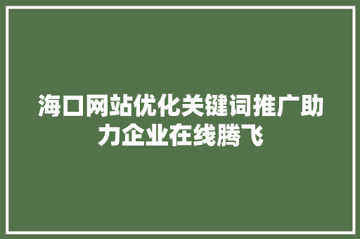 海口网站优化关键词推广助力企业在线腾飞 百度SEO