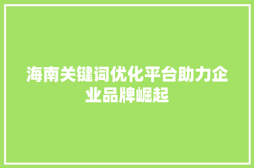 海南关键词优化平台助力企业品牌崛起 神马SEO