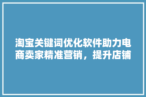 淘宝关键词优化软件助力电商卖家精准营销，提升店铺流量与转化率 搜狗SEO