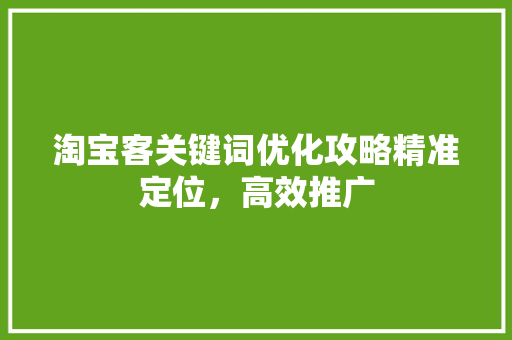 淘宝客关键词优化攻略精准定位，高效推广 必应SEO
