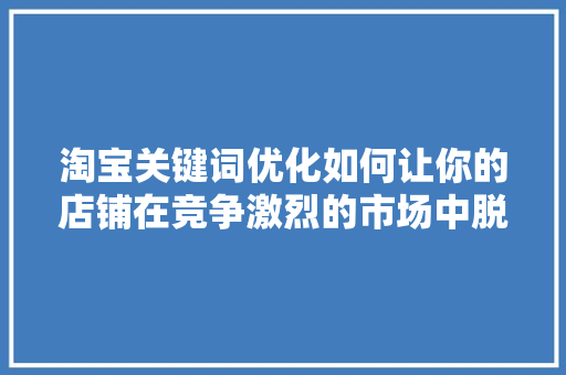 淘宝关键词优化如何让你的店铺在竞争激烈的市场中脱颖而出 网站建设公司