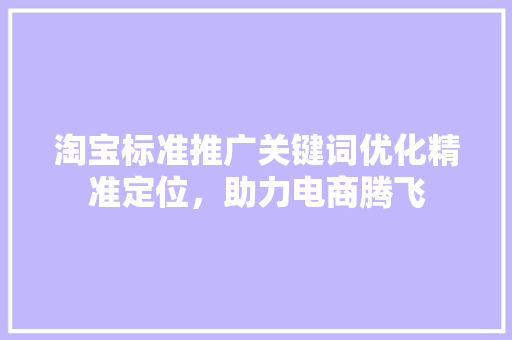 淘宝标准推广关键词优化精准定位，助力电商腾飞 网站建设公司