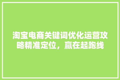 淘宝电商关键词优化运营攻略精准定位，赢在起跑线 百度SEO