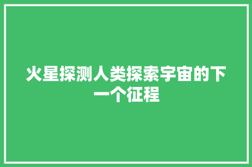 火星探测人类探索宇宙的下一个征程 必应SEO