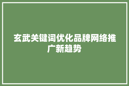玄武关键词优化品牌网络推广新趋势 搜狗SEO