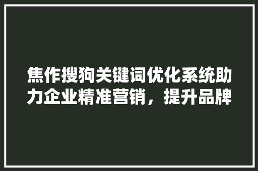 焦作搜狗关键词优化系统助力企业精准营销，提升品牌影响力 SEO关键词