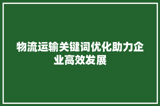 物流运输关键词优化助力企业高效发展 神马SEO