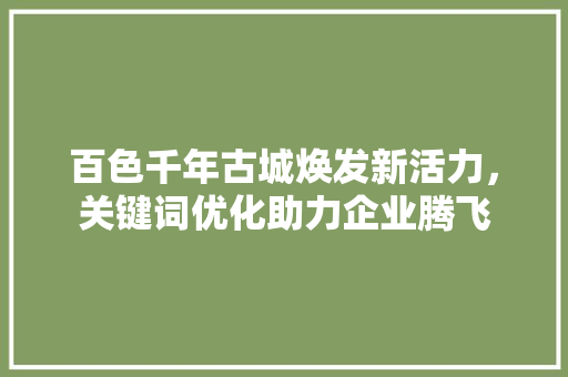 百色千年古城焕发新活力，关键词优化助力企业腾飞