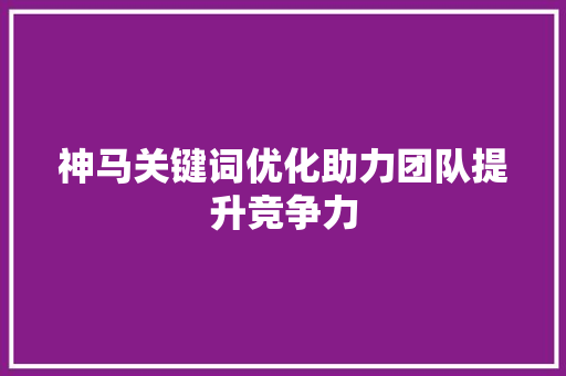 神马关键词优化助力团队提升竞争力 神马SEO
