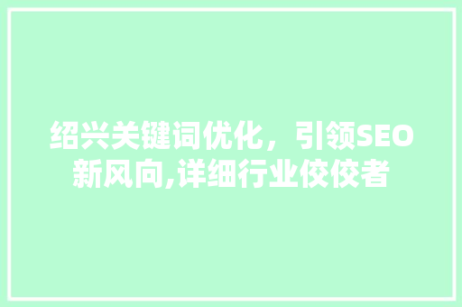 绍兴关键词优化，引领SEO新风向,详细行业佼佼者 神马SEO