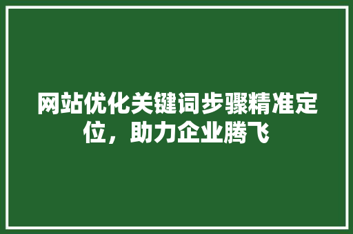 网站优化关键词步骤精准定位，助力企业腾飞 搜狗SEO