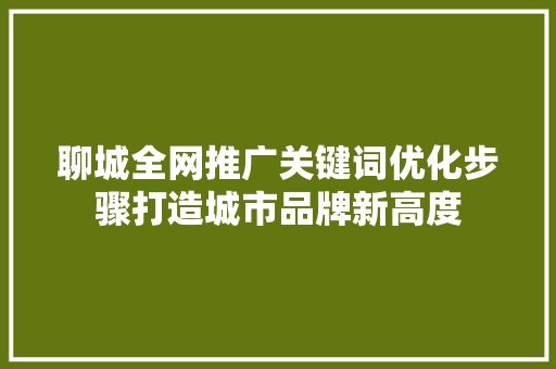 聊城全网推广关键词优化步骤打造城市品牌新高度 搜狗SEO