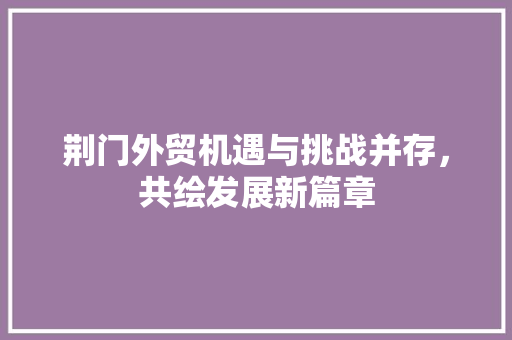 荆门外贸机遇与挑战并存，共绘发展新篇章