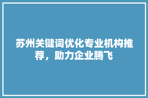 苏州关键词优化专业机构推荐，助力企业腾飞 网站建设公司