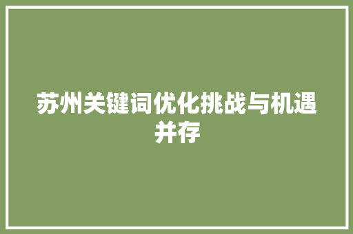 苏州关键词优化挑战与机遇并存 必应SEO 苏州关键词优化挑战与机遇并存 必应SEO