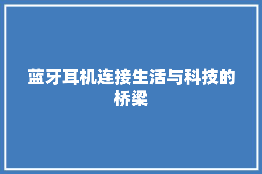 蓝牙耳机连接生活与科技的桥梁 必应SEO