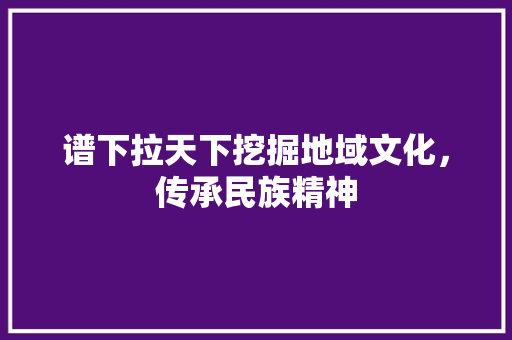 谱下拉天下挖掘地域文化，传承民族精神 百度SEO