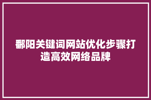 鄱阳关键词网站优化步骤打造高效网络品牌 百度SEO