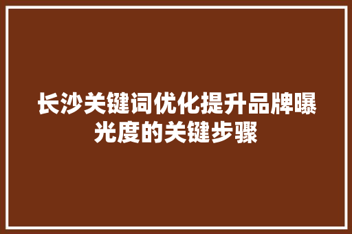 长沙关键词优化提升品牌曝光度的关键步骤